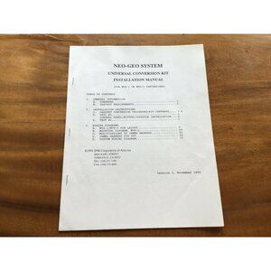 Neo-Geo System Universal Conversion Kit Installation Manual